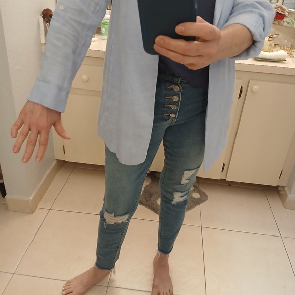 Special price! 100% Indian Linen  Baby Blue Blazer. - Picture 11 of 12